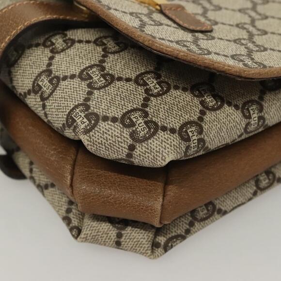 GUCCI GG Supreme Shoulder Bag PVC Beige Gold 97 02 068 Auth  GUCCI GG Plus Supreme Shoulder Bag Pvc Beige Gold